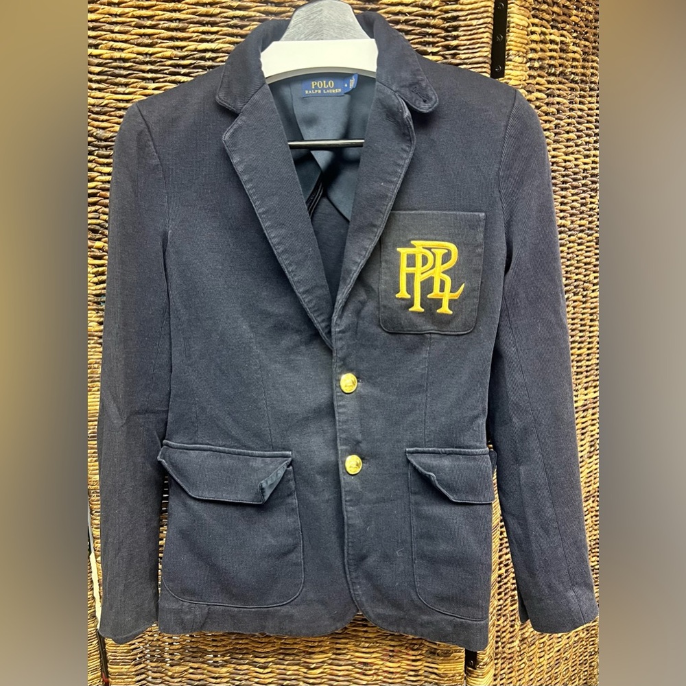 Polo Ralph Lauren - Womens Navy Blazer with Gold Emblem Buttons, Size:4